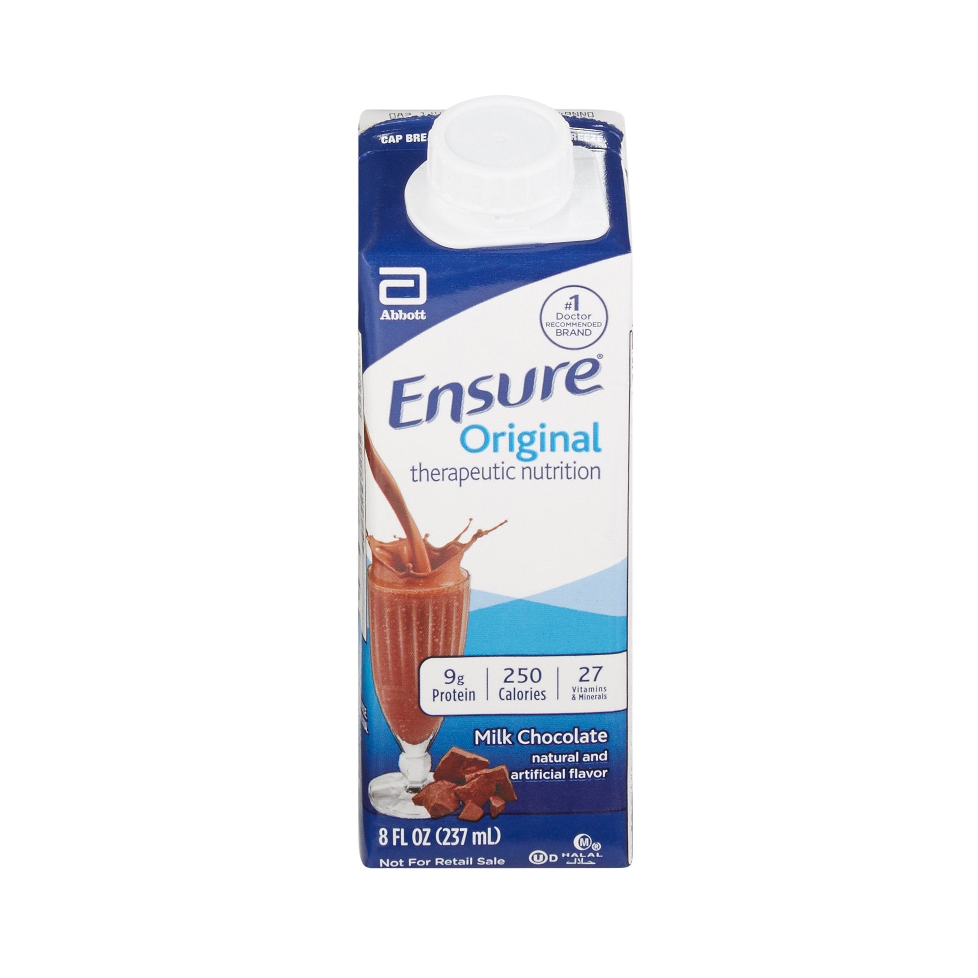 Abbott Nutrition Ensure Original Therapeutic Nutrition Shake, Chocolate, 8-ounce carton (24/CS) 