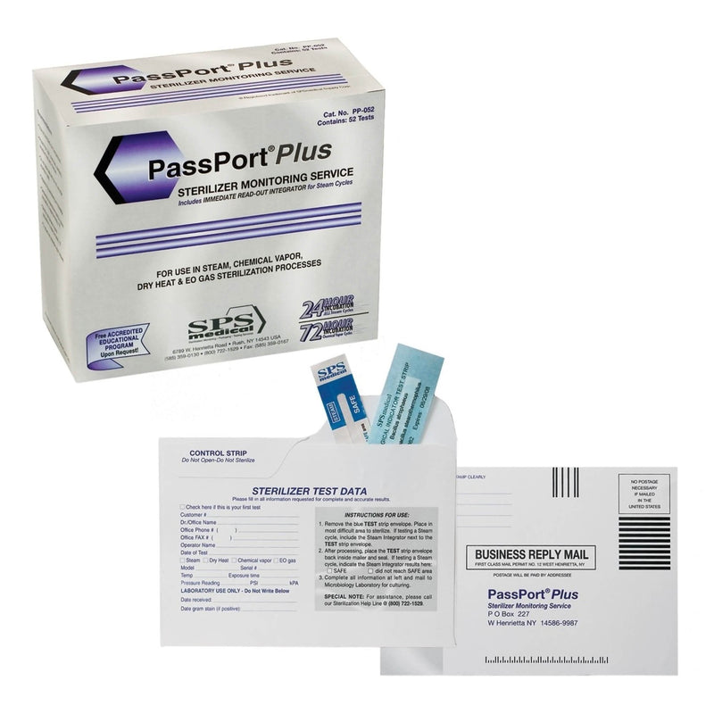 SPS Medical Supply Sterilization Mail-In Monitoring Service PassPort Plus Steam / EO Gas / Dry Heat / Chemical Vapor 24 Hour to 7 Day Processing Time Type 5 