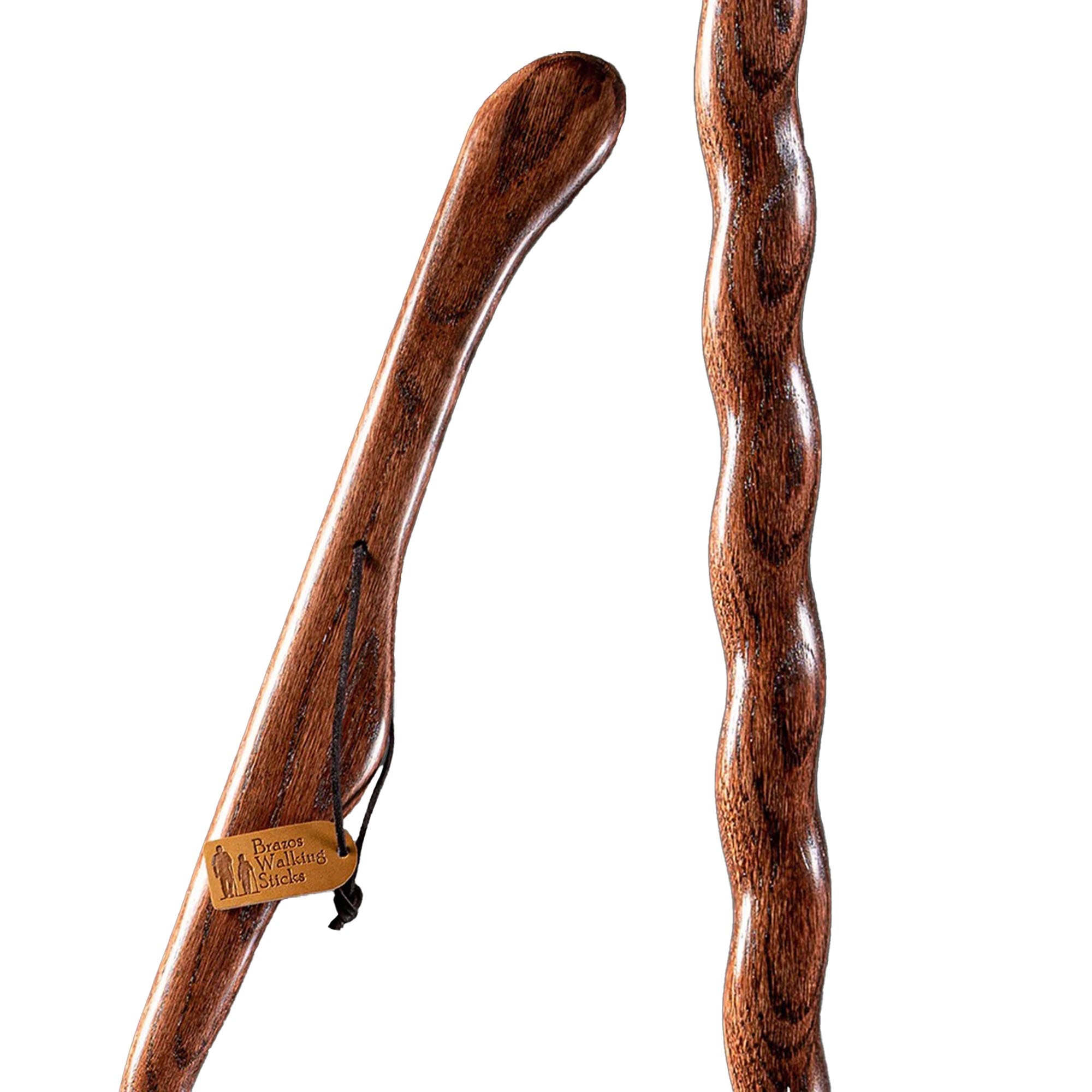 Mabis Healthcare Brazos Twisted Oak Hitchhiker Handcrafted Walking Stick, 58-Inch, Red 