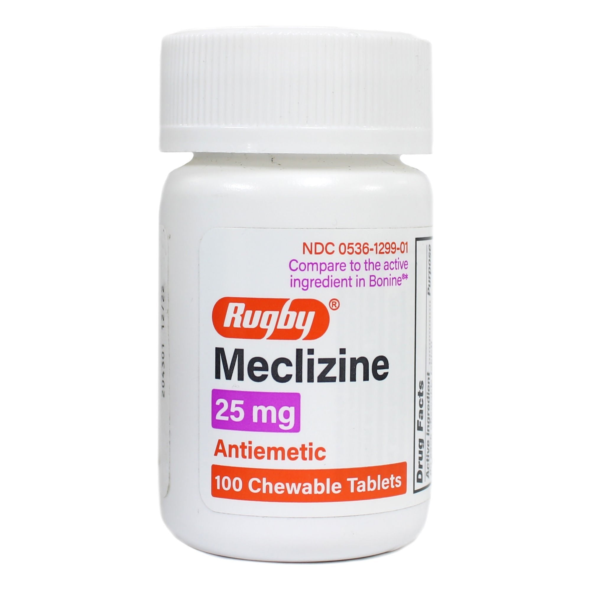 Rugby Meclizine Chewable Tablets (Bottle of 100) 