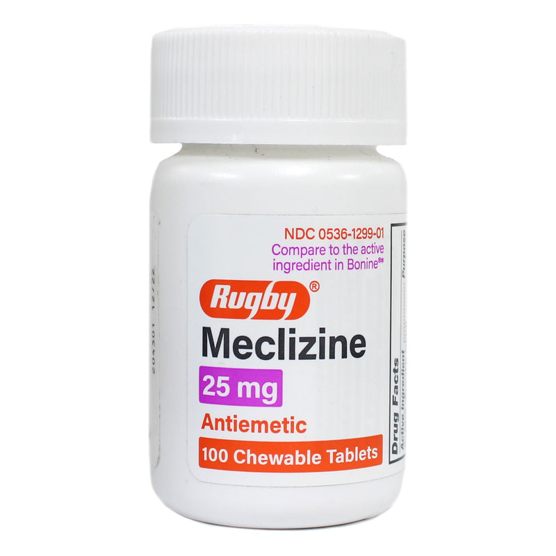 Rugby Meclizine Chewable Tablets (Bottle of 100)