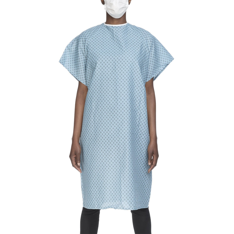 Lew Jan Textile Reusable Patient Exam Gown, One Size Fits Most, Blue (12/DZ) 