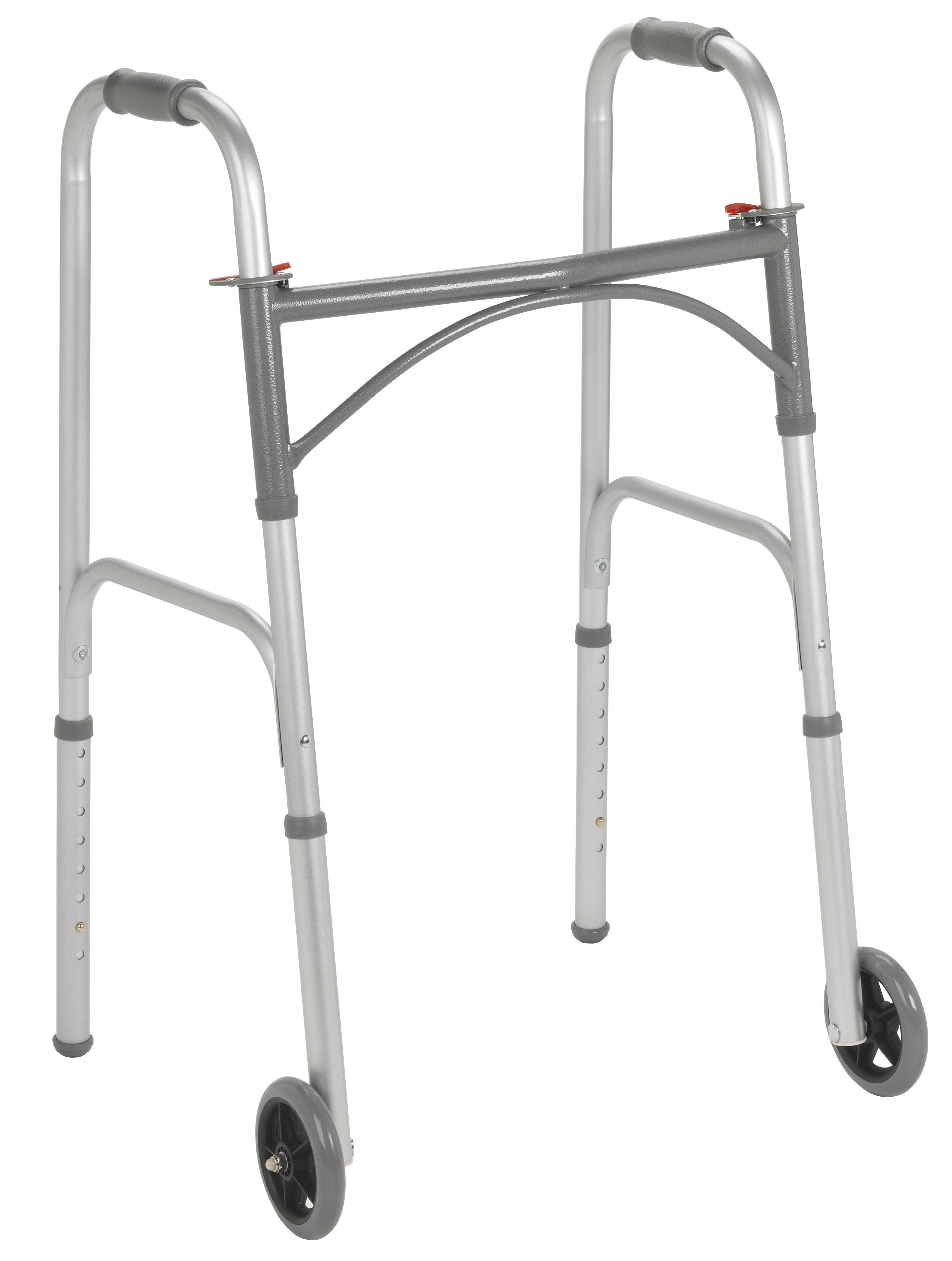 Drive DeVilbiss Healthcare drive Dual Release Folding Walker with Wheels (4/CS) 