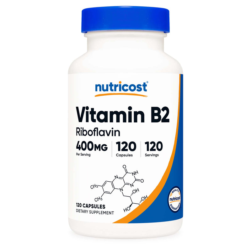 Dietary Supplement nutricost Vitamin B2 Riboflavin Vitamin B2 400 mg Strength Capsule 120 Per Bottle (Case of 1440)