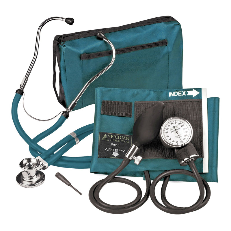 Sterling Series ProKit Aneroid Sphygmomanometer with Stethoscope, Teal (Case of 20)