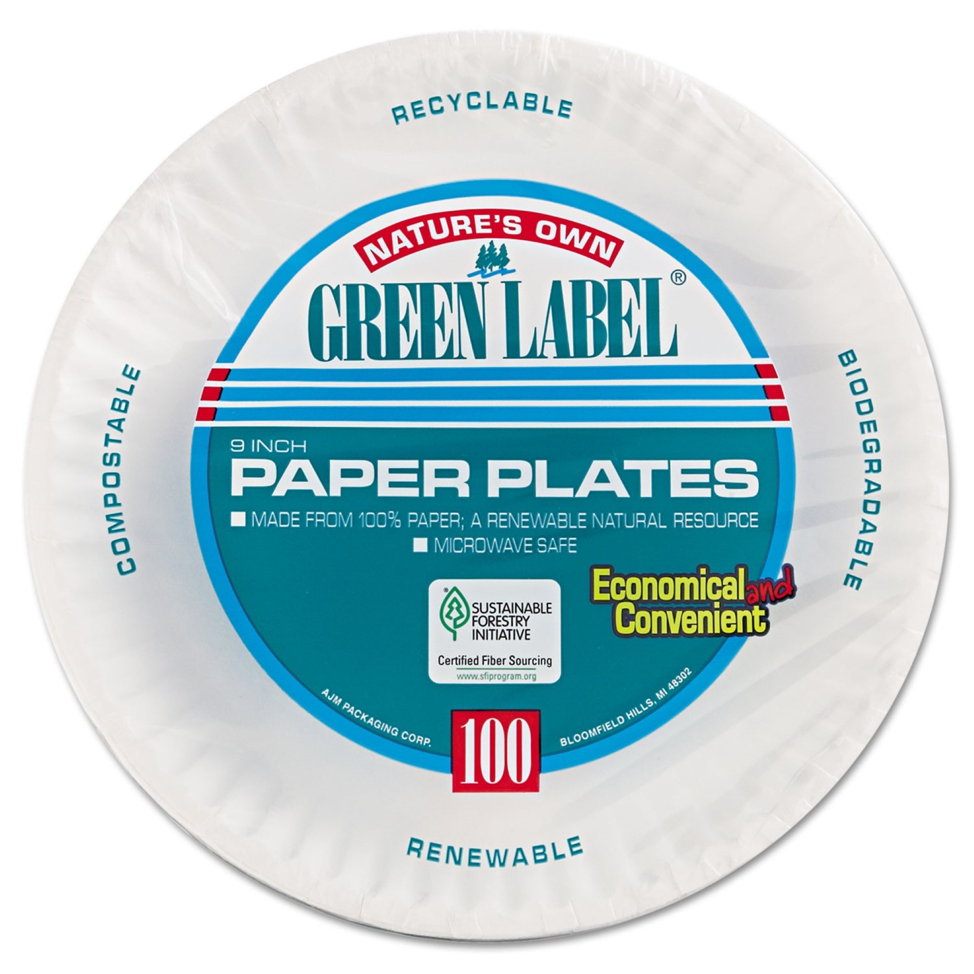 Essendant Co/United Stationers Nature's Own Green Label Paper Plate (12/CS) 
