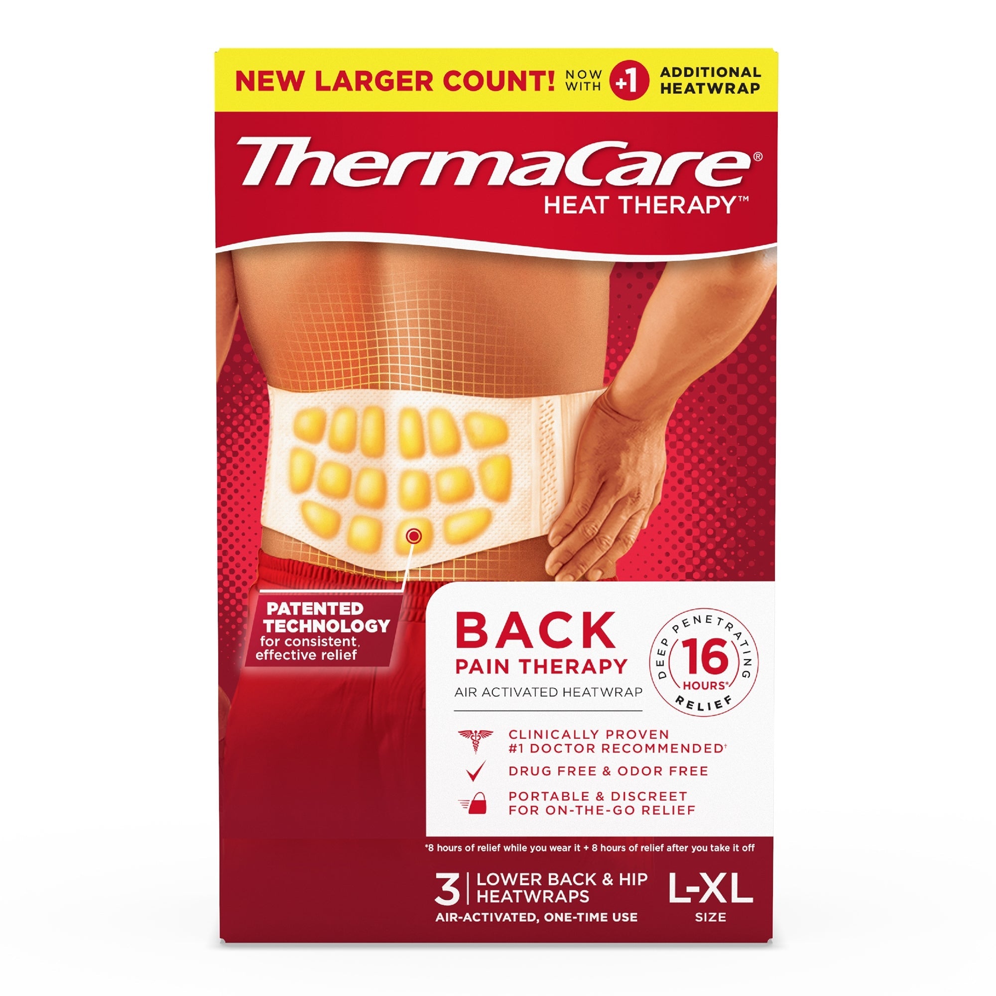 Emerson Healthcare ThermaCare Back Pain Therapy Heatwraps L-XL (36/CS) 