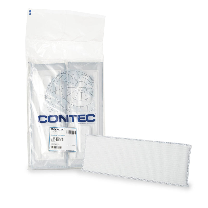 Cleanroom Wet Mop Pad Contec Klean Max Sealed Edge Medium White Microfiber / Polyester Disposable (24/CS)