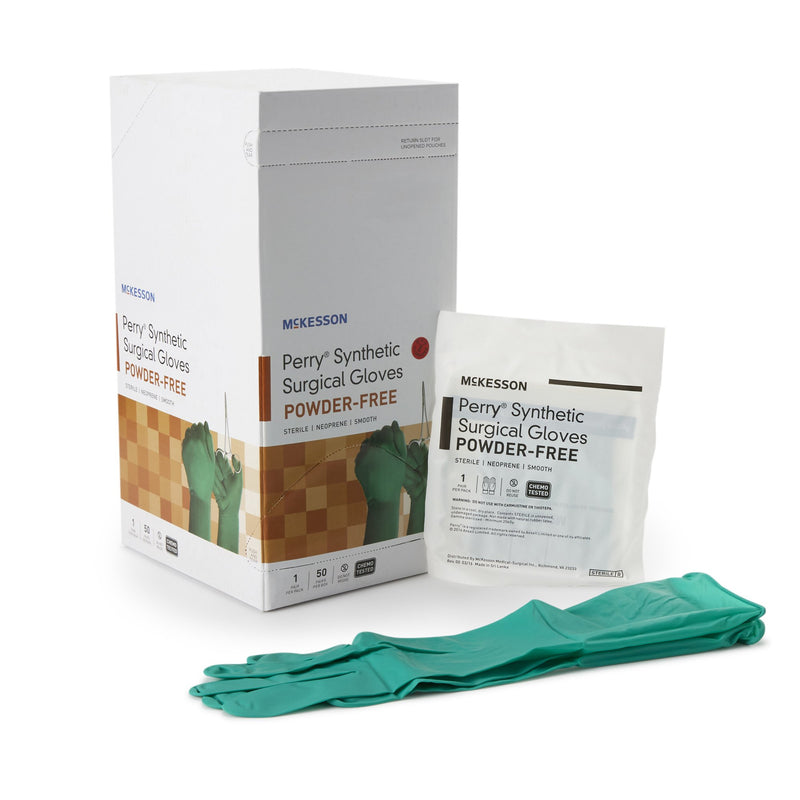 McKesson Perry Performance Plus Polychloroprene Surgical Glove, Size 6, Green (Case of 4 Boxes)