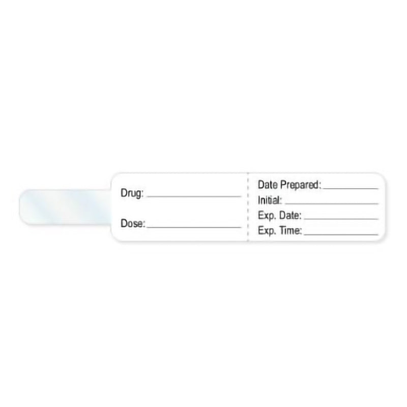 Pre-Printed Label PDC Anesthesia Label White Drug_ Date_Int_Exp Date_Exp TIme_ Black Syringe Label 3/4 X 4 Inch 
