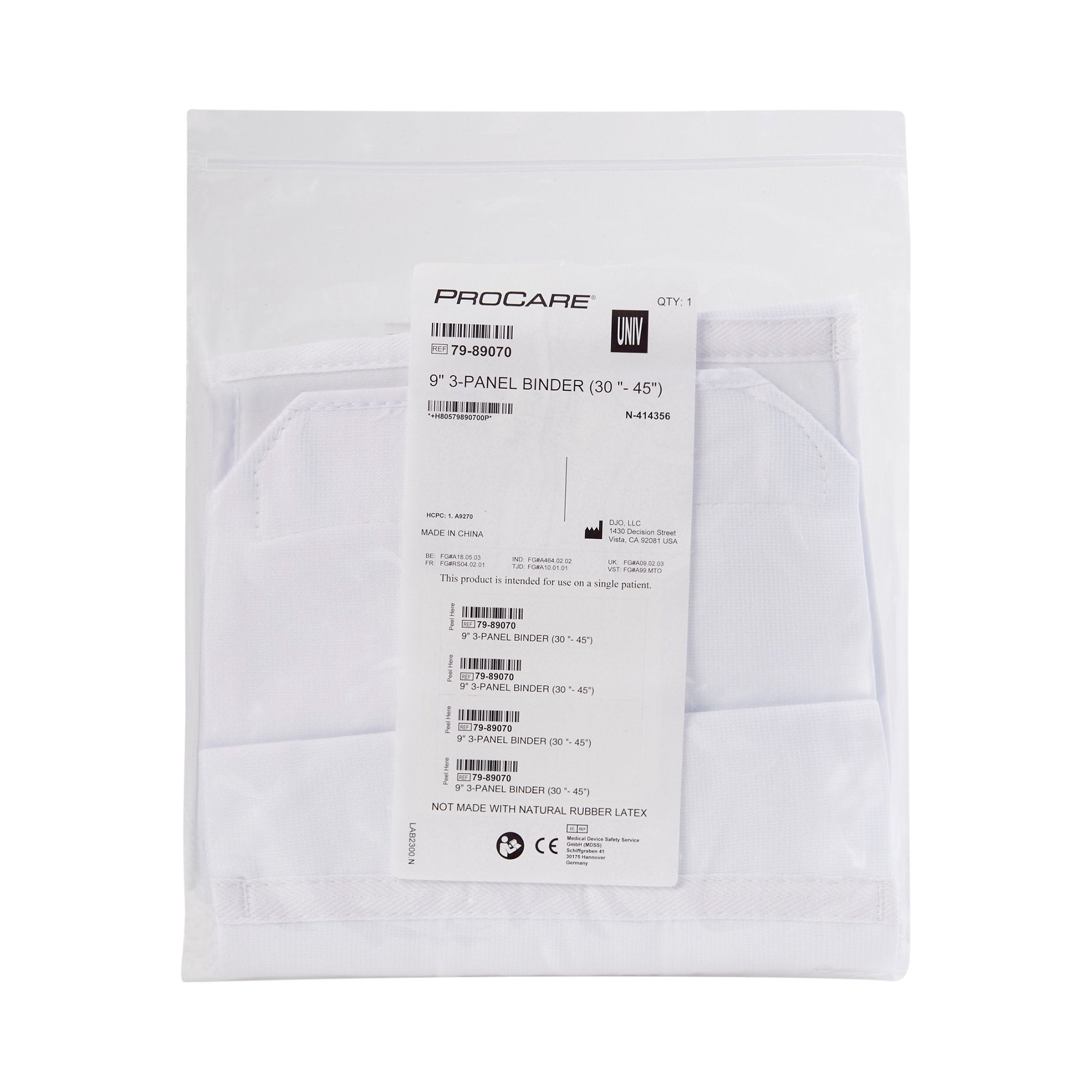 DJO Procare 3-Panel Abdominal Support, One Size Fits Most, 9-Inch Height 