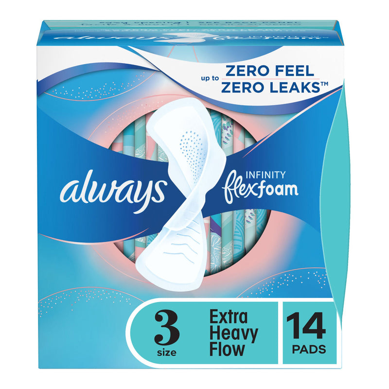 Always Infinity Extra Heavy Flow Pads with Wings, Size 3 (Box of 14)