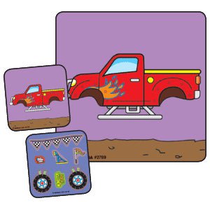 Sticker Make-A-Sticker 90 per Unit Monster Truck Make - A - Sticker , Assorted 2-1/2 X 2-1/2 Inch (Roll of 90)