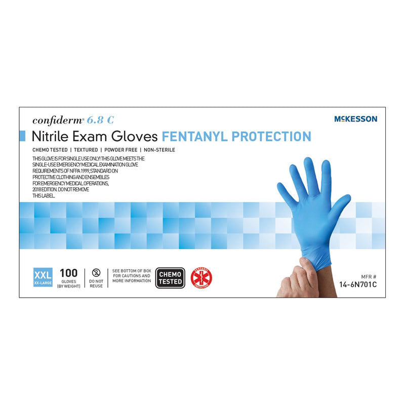 McKesson Brand McKesson Confiderm 6.8C Nitrile Exam Glove, 2X-Large, Blue (1000/CS) 