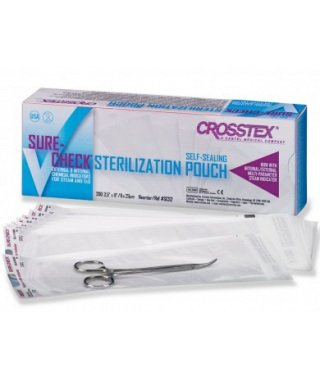 SPS Medical Supply Sterilization Pouch Sure-Check Ethylene Oxide (EO) Gas / Steam 3-1/2 X 22 Inch White / Blue / Purple Self Seal Paper (500/CS) 