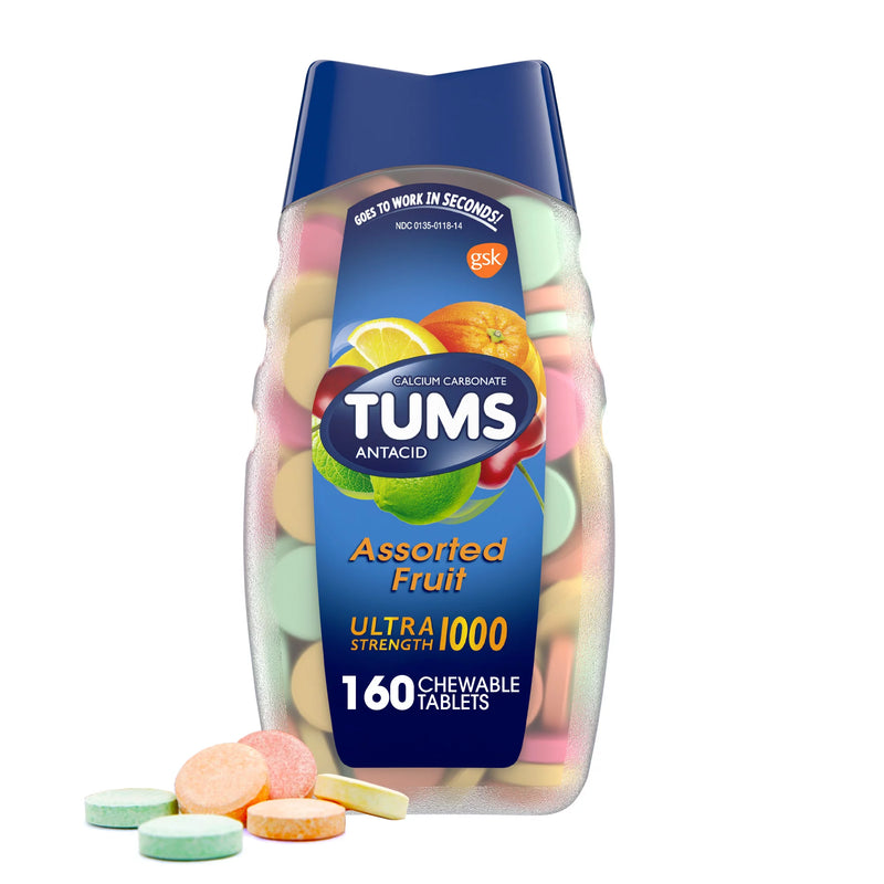 Tums Ultra Strength 1000 Antacid Chewable Tablets Assorted Fruit (Bottle of 160)