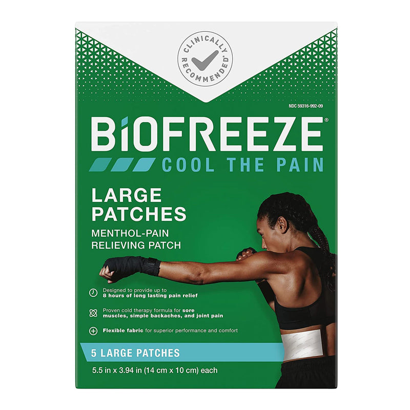 Biofreeze Menthol Pain Relief Patches, Large (Case of 120)
