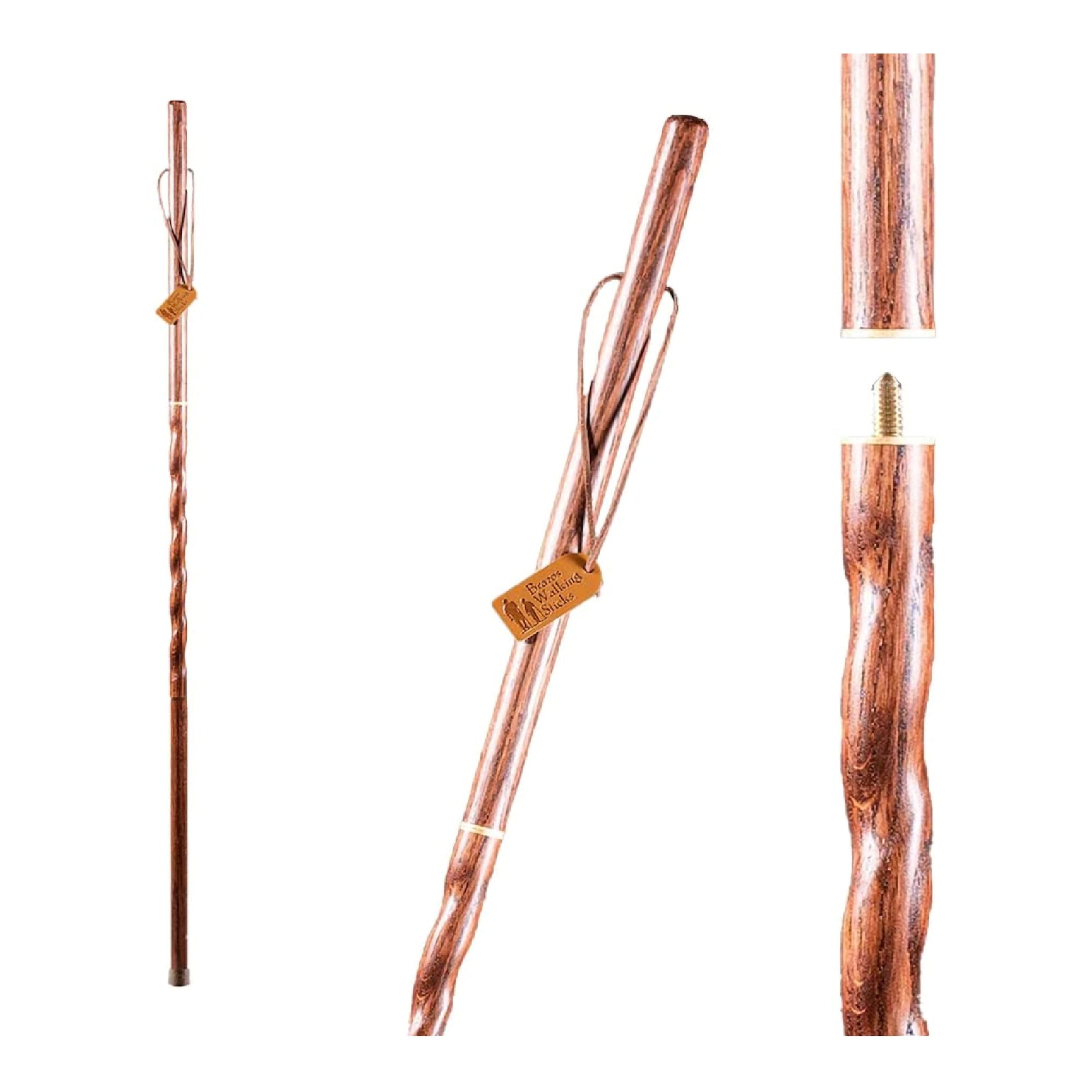Mabis Healthcare Brazos Twisted Oak Traveler's Handcrafted Walking Stick, 55-Inch, Brown 