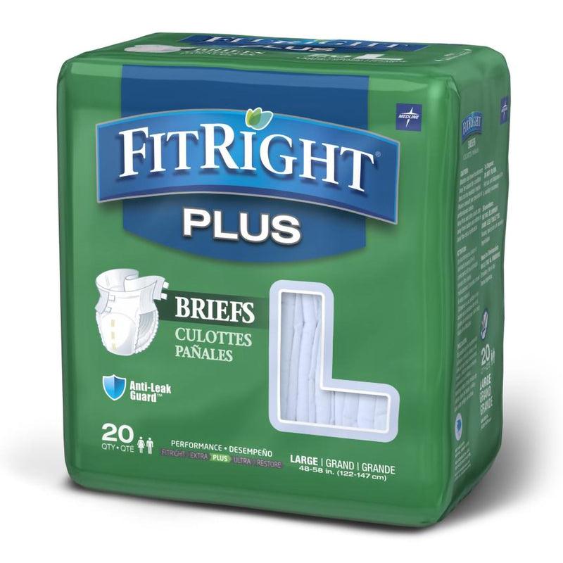 FitRight Plus Anti-Leak Guard Briefs, Large (Case of 80)