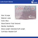 CodeBlue PF Latex Extended Cuff Length Exam Glove, Extra Large, Blue
