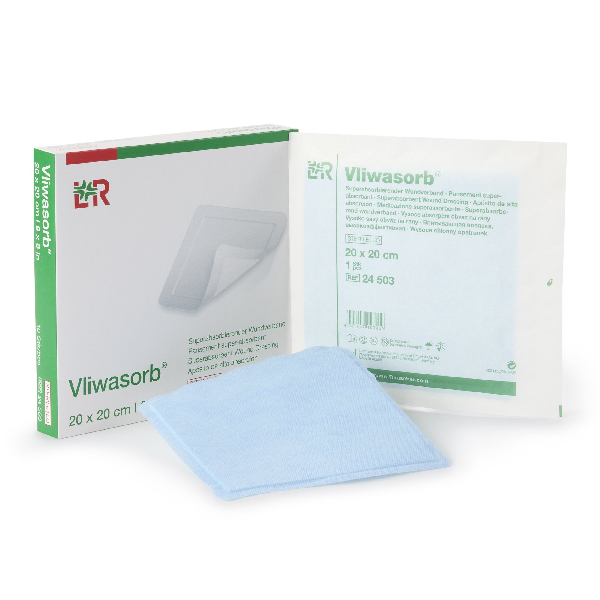 Lohmann & Rauscher Vliwasorb Superabsorbent Wound Dressing, 8 x 8 Inch (300/CS) 