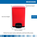 McKesson Trash Can with Plastic Liner, Square, Steel, Red, 5 Gallon (Case)