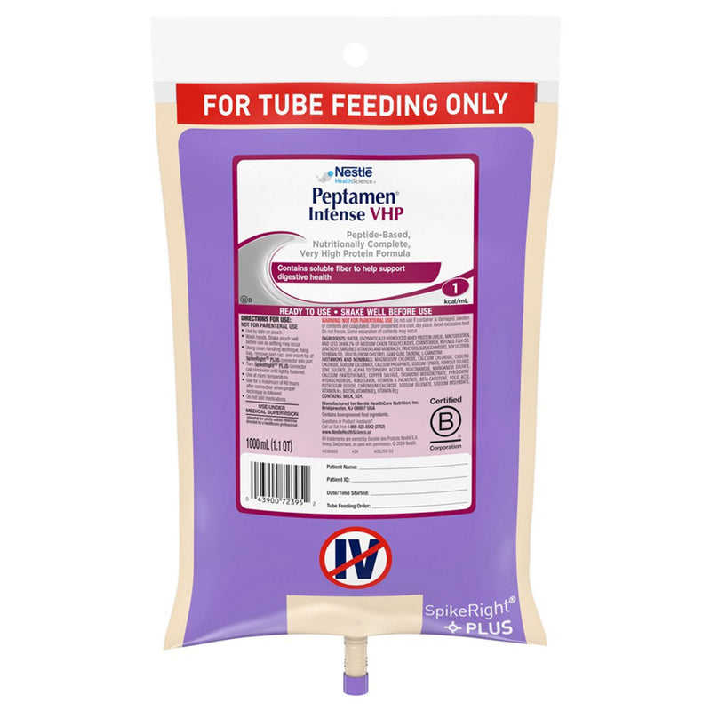 Peptamen Intense VHP Tube Feeding Peptide-Based Formula, 33.8 oz. UltraPak Bag (Case of 6)