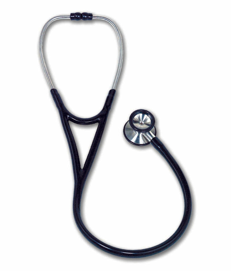 Cardiology Stethoscope Black 1-Tube 27 Inch Tube Double Sided Chestpiece 