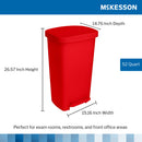 McKesson Waste Can with Step-On Pedal, Plastic, Red, 15.16 x 14.76 x 26.57 Inch (Case)