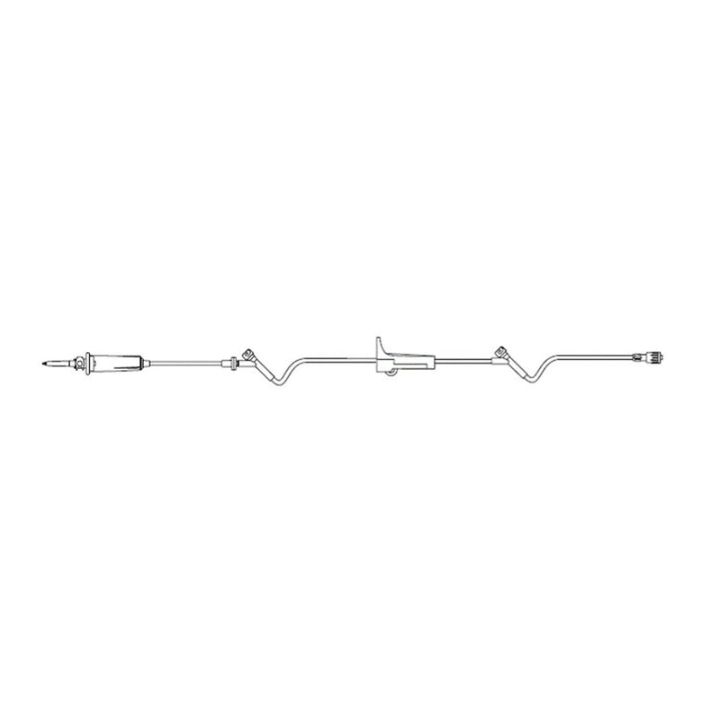 Primary IV Administration Set SafeLine* Gravity 2 Ports 15 Drops / mL Drip Rate Without Filter 106 Inch Tubing Solution (Case of 50)