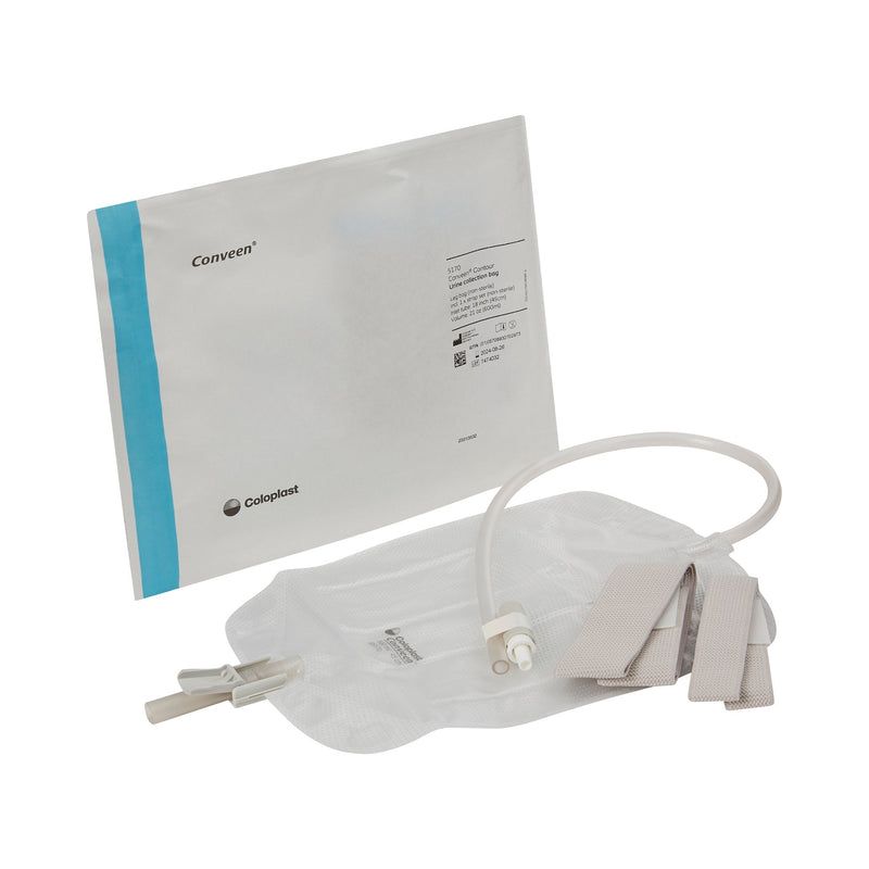 Coloplast Conveen Contour Urinary Leg Bag: Anti-Reflux Valve, Polyethylene/Flocked, 600mL (10/BX) 