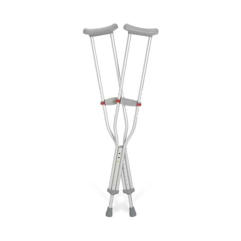 Medline Underarm Crutches Red Dot Adult 5 Foot 2 Inch to 5 Foot 10 Inch User Height Aluminum Frame 300 lbs. Weight Capacity (G91-214-8 / CS) 