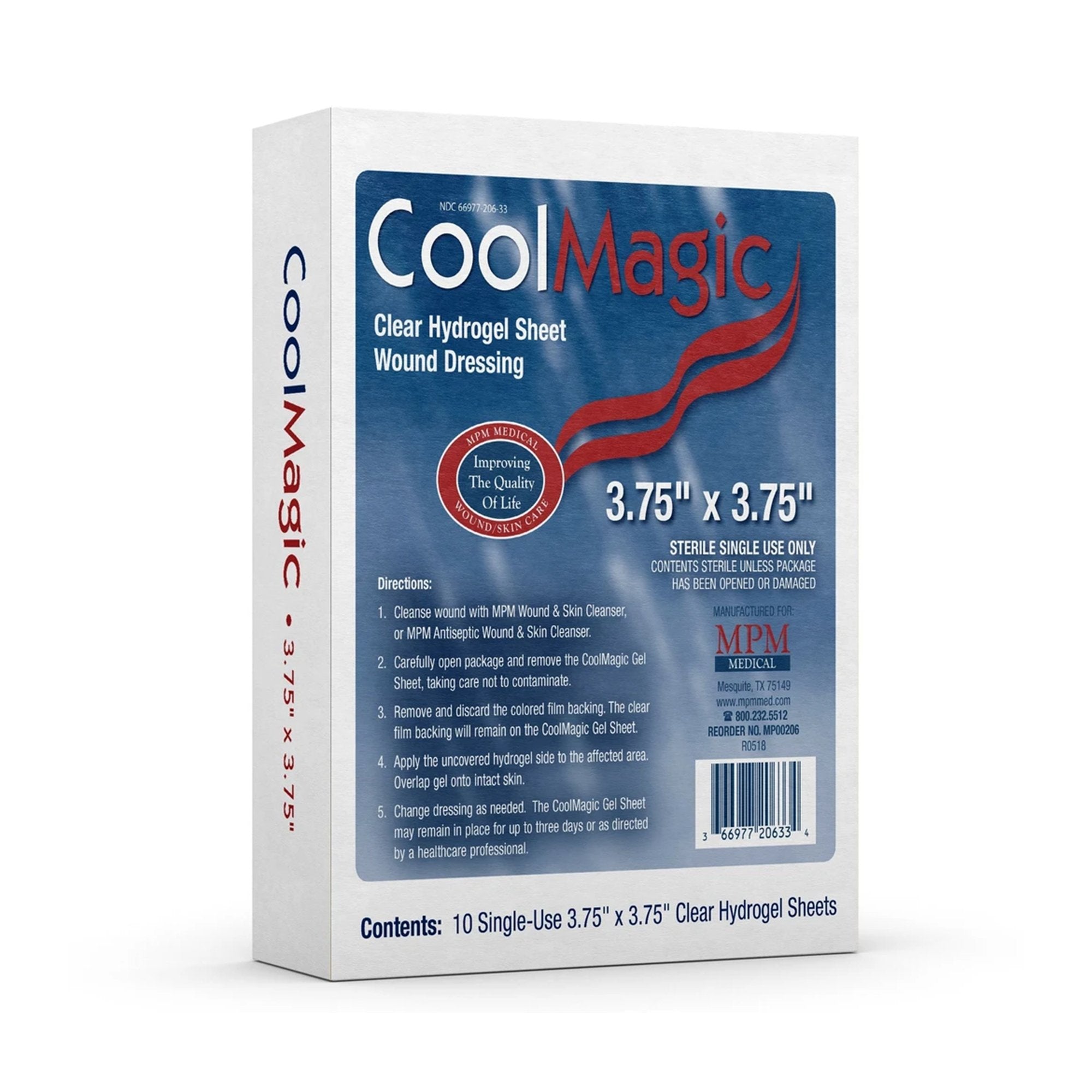 Hydrogel Wound Dressing CoolMagic Sheet 3-3/4 X 3-3/4 Inch Sterile 