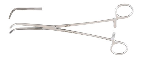 Hemostatic Forceps Miltex Mixter 9 Inch Length OR / Surgical Grade German Stainless Steel NonSterile Locking Finger Ring Handle Angled 90° Serrated Tips 