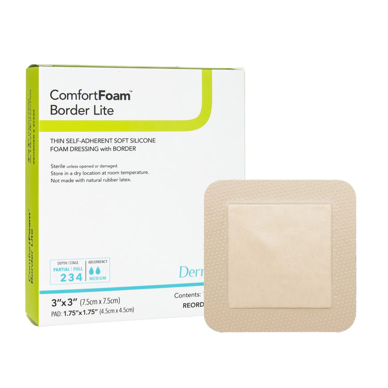 Sion Brands LLC ComfortFoam Border Lite Thin Bordered Foam Wound Dressing, 3 x 3 Inch (10/BX) 