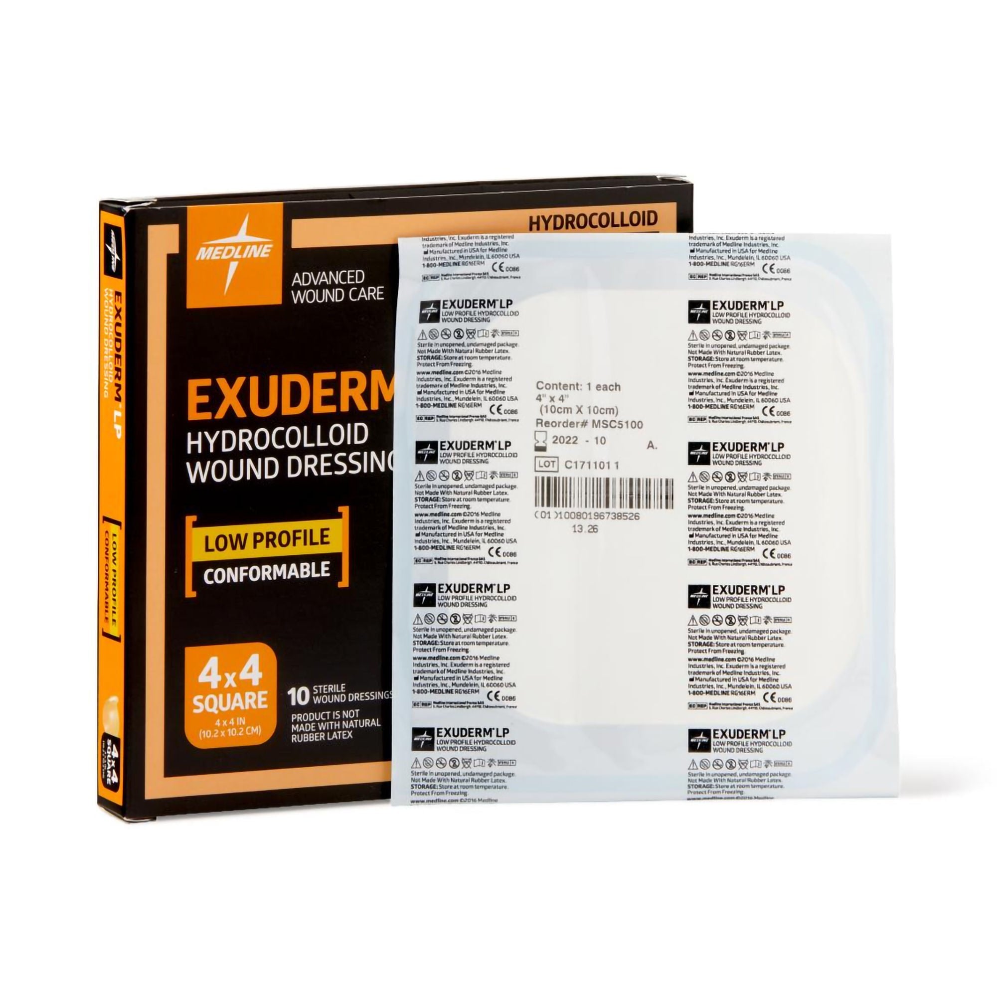 Exuderm LP Hydrocolloid Dressing, 4 x 4 Inch (Box of 10)
