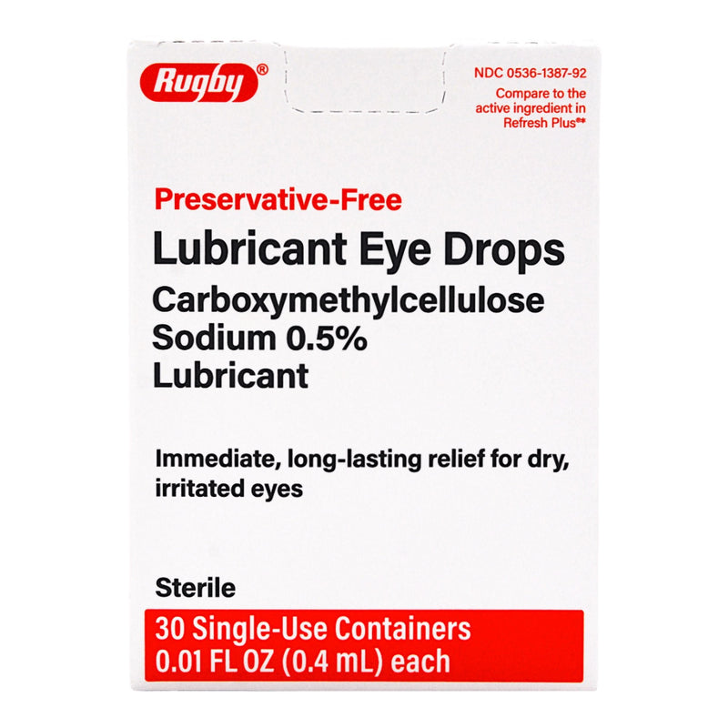 Rugby 0.5% Carboxymethylcellulose Sodium Lubricant Eye Drops, Single Use Vials (30/BX)