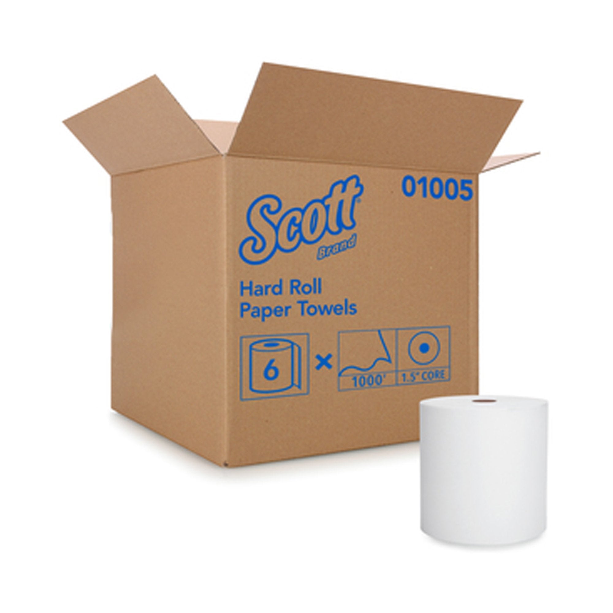 Kimberly Clark Scott Paper Towels, Hardwound, Continuous Roll, 8", White (6/CS) 