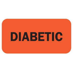 Pre-Printed Label Auxiliary Label Red Diabetic Black Safety and Instructional 1-1/2 X 3/4 Inch 