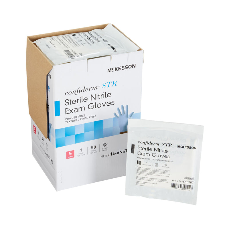 McKesson Confiderm STR Nitrile Exam Glove, Small, Blue (Case of 4 Boxes)
