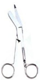 Bandage Scissors One Time 5-1/2 Inch Length Floor / Office Grade Nickel Plated Steel NonSterile Finger Ring Handle Angled Blunt Tip / Blunt Tip