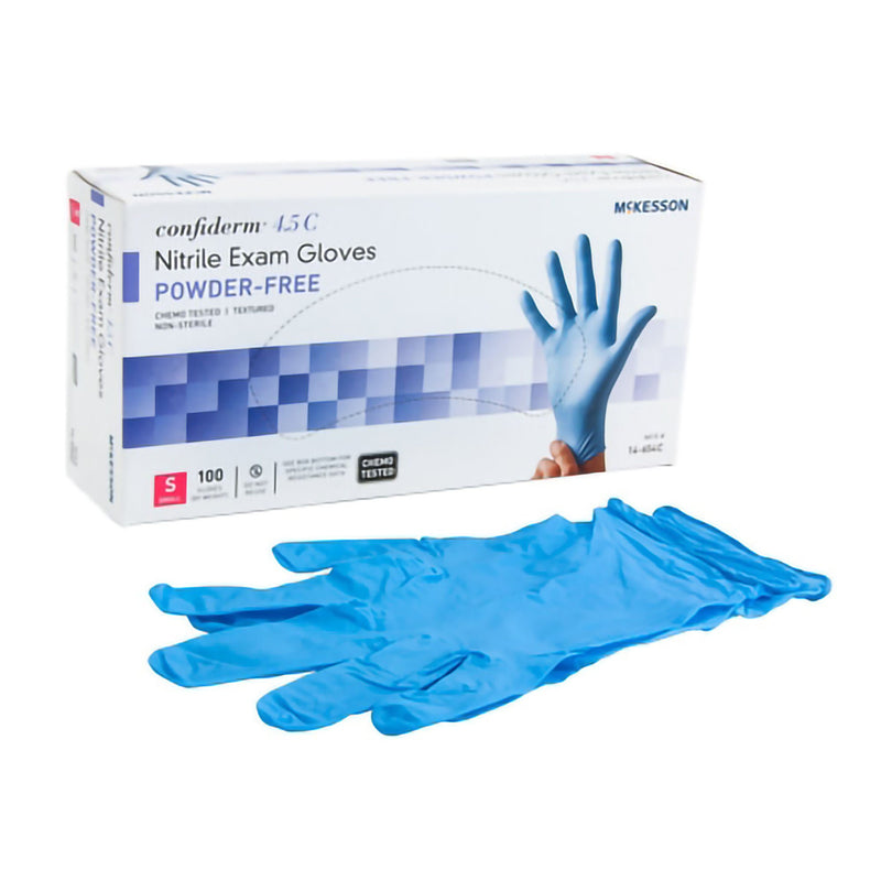 McKesson Confiderm 4.5C Nitrile Exam Glove, Small, Blue (Case of 1000)
