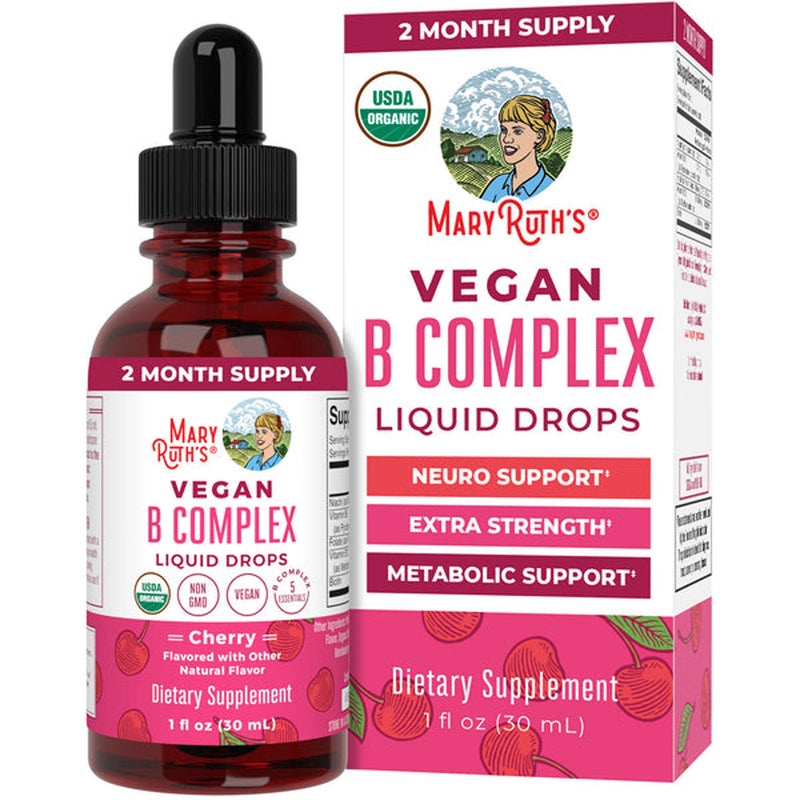 Mary Ruth's Vegan B-Complex Drops, B Vitamins in Liquid Form (Case of 6)
