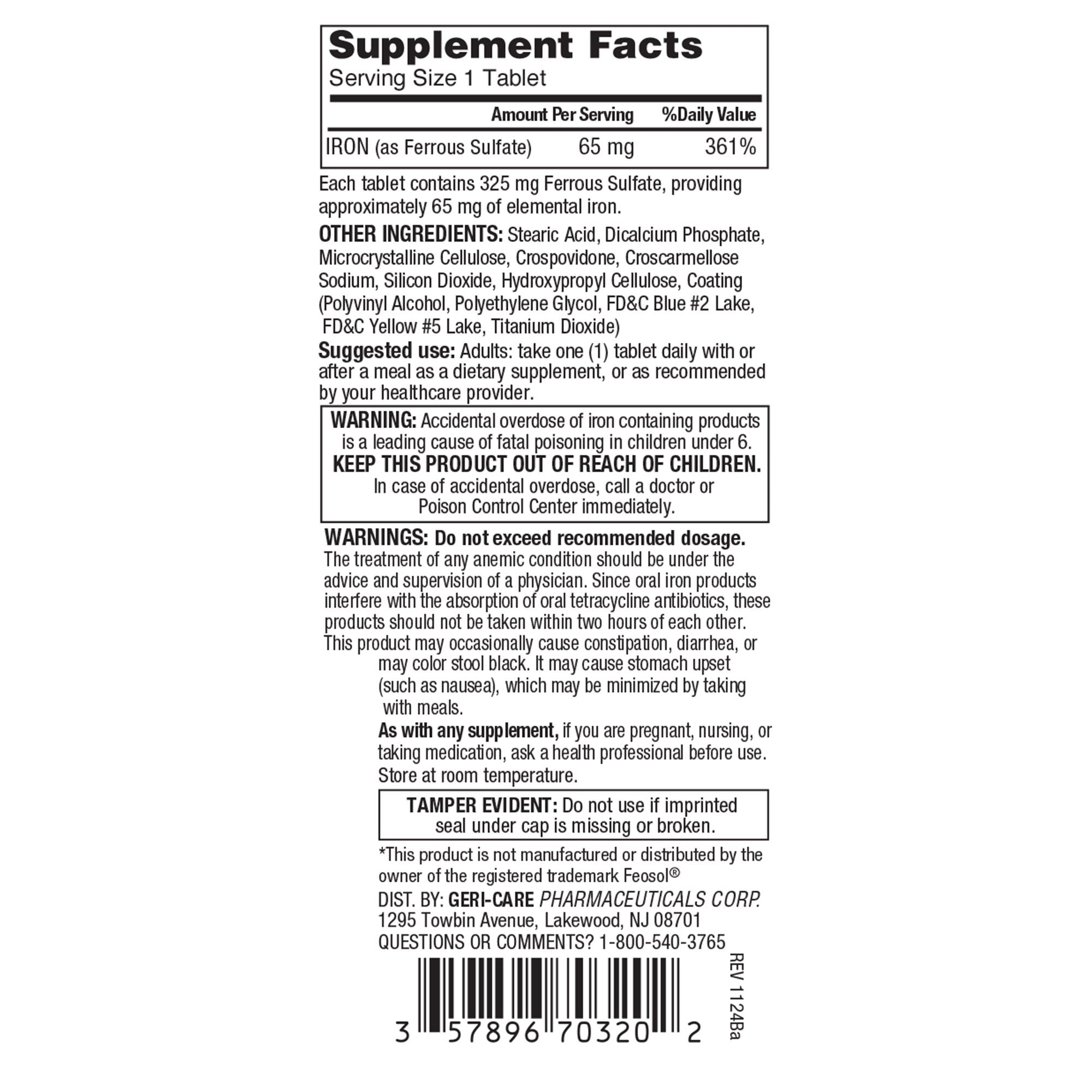 Geri-Care Geri-Care Iron Mineral Supplement (12/CS) 