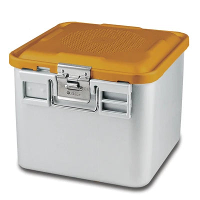SklarLite Sterilization Container - Half-Size, Standard Lid, Non-Perforated Bottom, 11-1/4" x 11" x 10", Yellow - 10-4694 