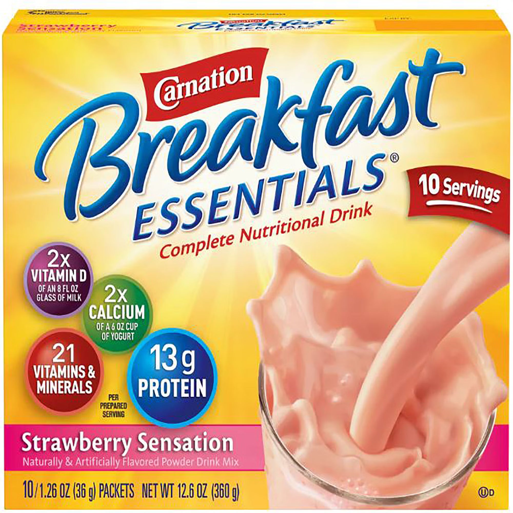 Carnation Breakfast Essentials Strawberry Nutritional Drink (Case of 60)