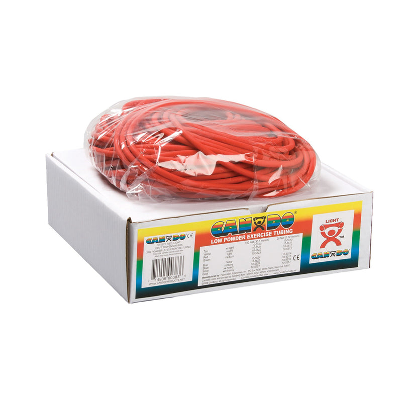 CanDo Low Powder Exercise Resistance Tubing, Red, 100', Light Resistance (Each)
