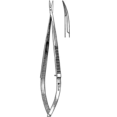 Sklar Iris Micro-Miniature Scissors - 4", Curved, Sharp/Sharp, Extra Delicate - 64-3052 