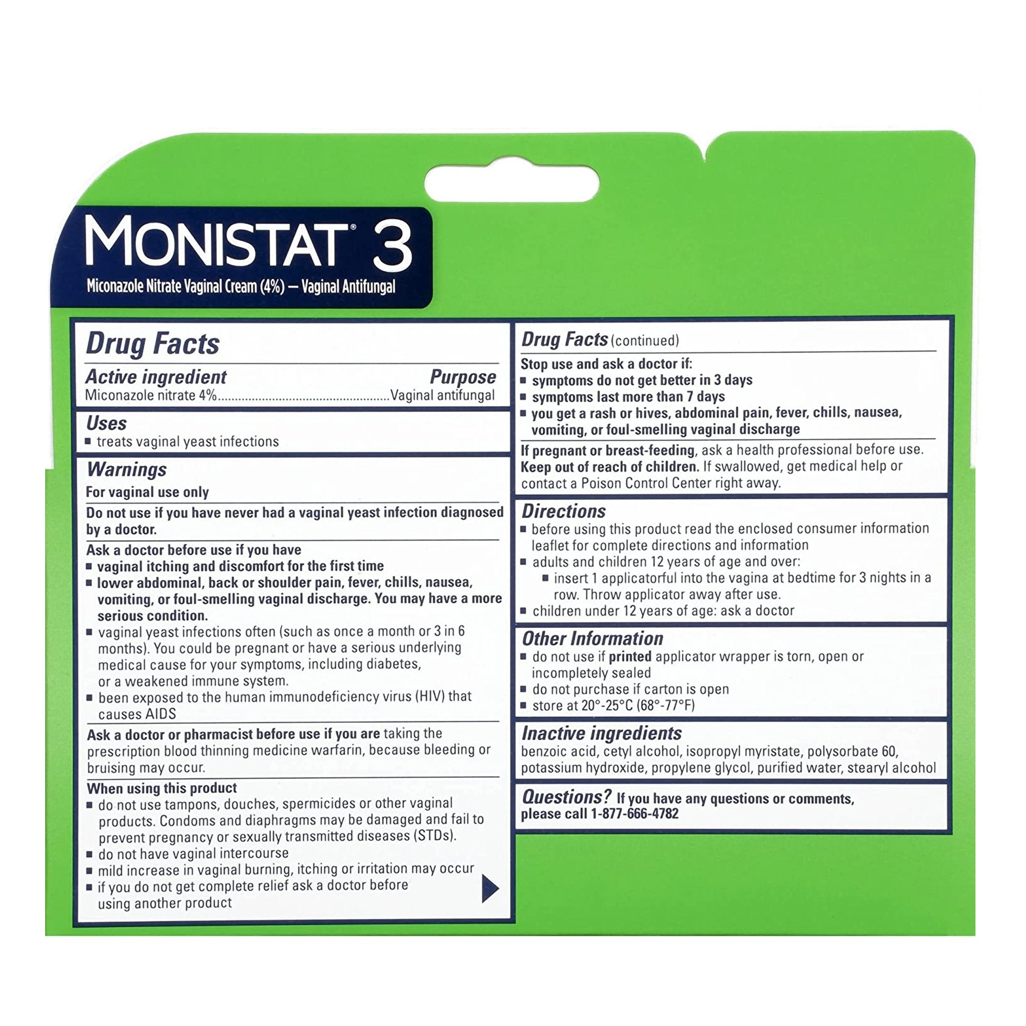 Prestige Medical Monistat 3-Day Treatment Vaginal Antifungal Prefilled Cream Applicators (3/BX) 