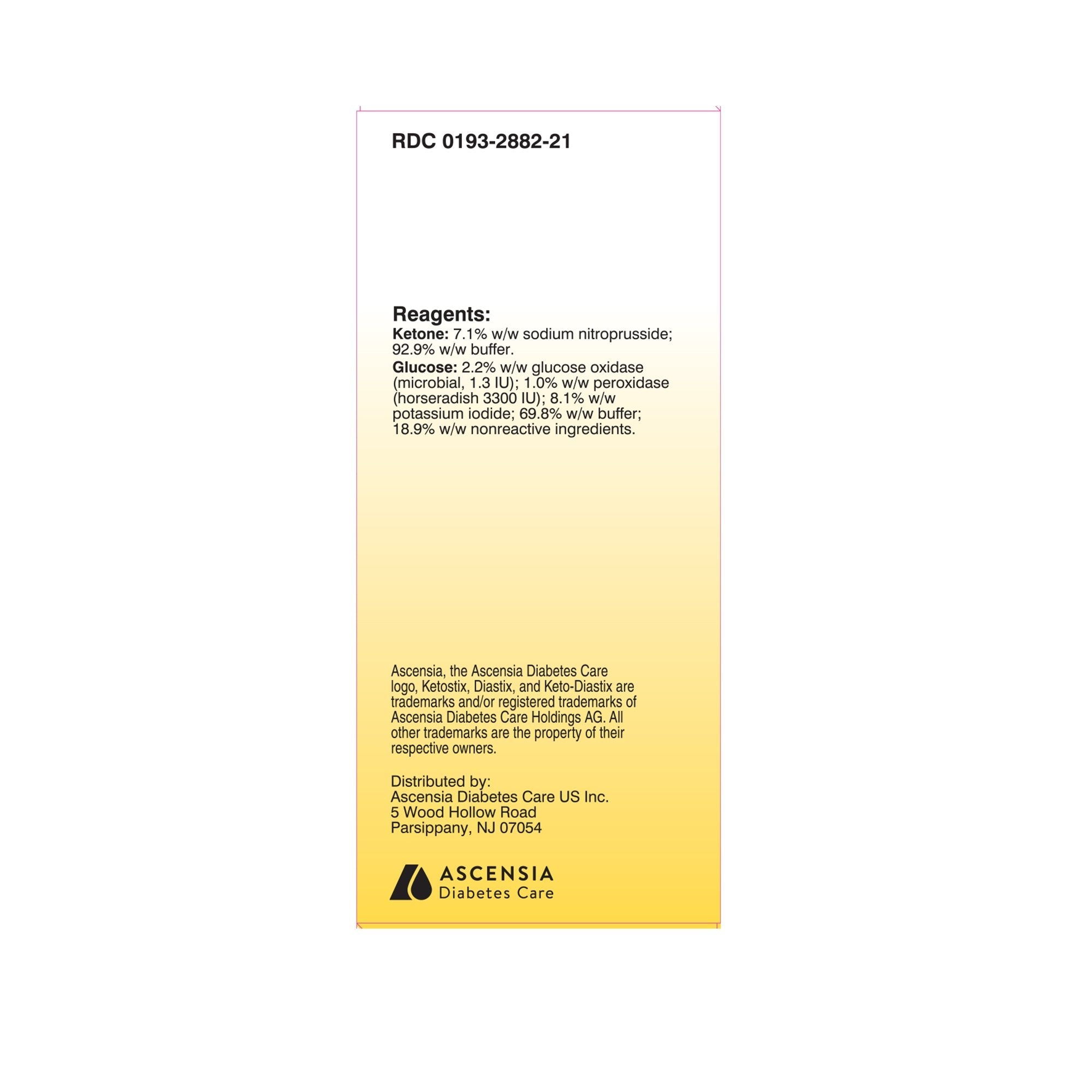 Ascensia Diabetes Care Keto-Diastix Urinalysis Reagent Strips, Ketone test (12/CS) 